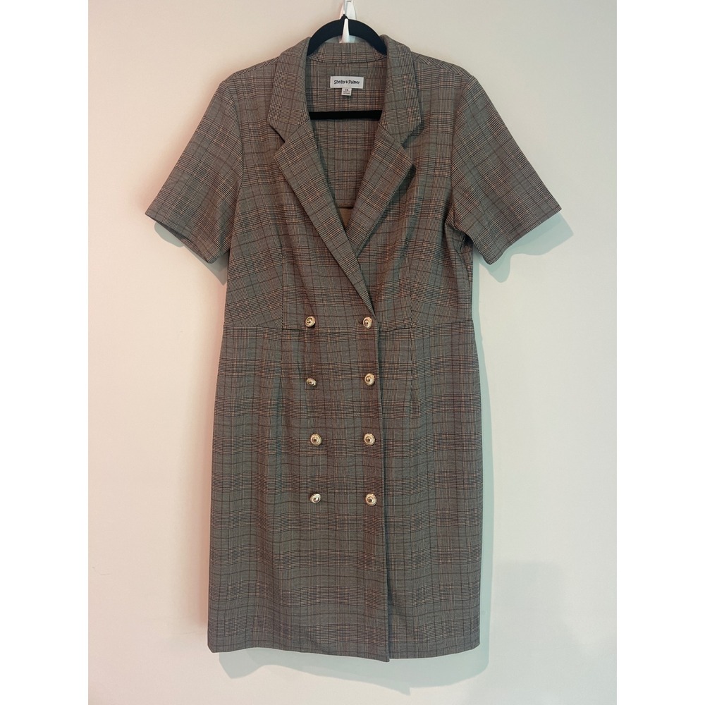Shelby & Palmer Women's Grey Glen Plaid Double Breasted Blazer Dress Classic 14